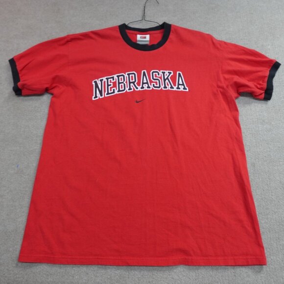 Vintage Nike Shirt Large Red Nebraska Cornhuskers Ringer - Picture 1 of 6